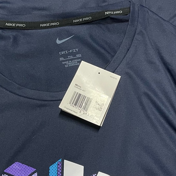 New XXL Nike Pro Navy Blue Dri-Fit Shortsleeved Crewneck T-shirt - Picture 4 of 4